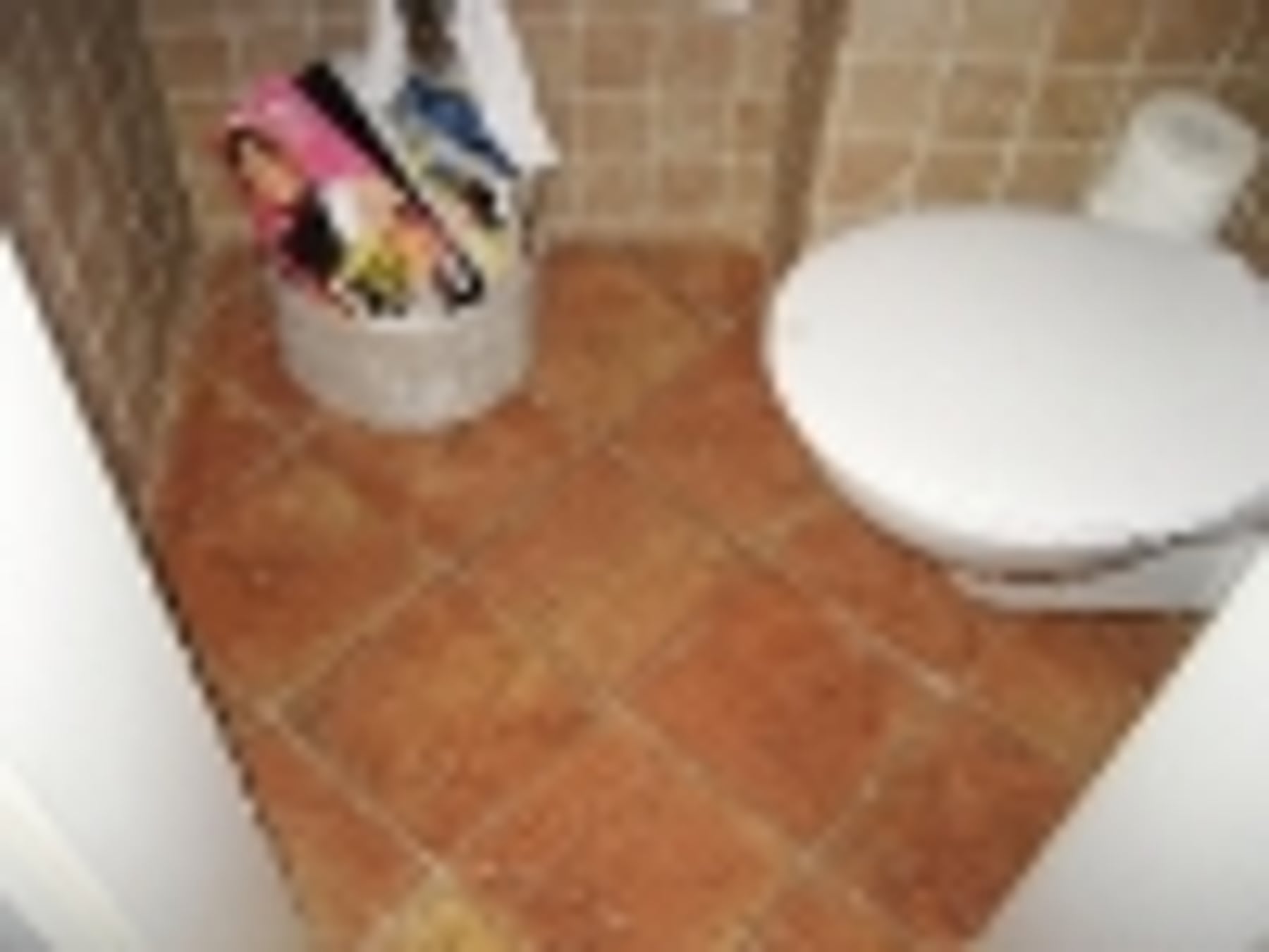 WC-Bereich mit Terrakotta-Fliesen